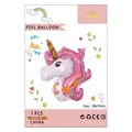 Palloncino unicorno rosa 90x70cm con corno dorato e fiori per decorazioni compleanno - Grande Unicorno Rosa / 90x70cm