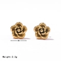Gold flower stud earrings with 8mm diameter and 2.2g weight in polished finish - Gold