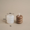 Dreistöckige Donut Silikonform für Kerzen mit braunem Wachsmodell 4cm Durchmesser - Klein