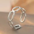 Vintage silver finish open ring with intricate twisted rope texture and hollow oval links - Twisted Chain / Silver
