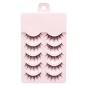 Five pairs of natural thick black false eyelashes in a professional pink tray pack - X002 Model - 5 Pairs