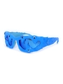Avant-garde blue sunglasses with 3D flame texture and eyeball accents on frames - Blue Frame Blue Lens Blue Eyeballs