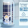 50-piece astronaut themed HB hole pencils set in transparent barrel for correct grip - Deep Blue Astronaut-50PCS Barrel-HB / 50 Pieces / Dark Blue