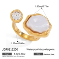 Anello aperto in acciaio inossidabile dorato 18k con perla e pietra di zircone - Stile Aperto con Perla Barocca e Zirconia (JDR0112200)