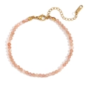 18K gold plated anklet featuring mini faceted champagne natural stone beads and heart charm - Sunstone