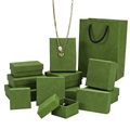 Deep green vintage paisley jewelry gift box set with matching paper tote bags - 7*7*3cm / Enamel Green