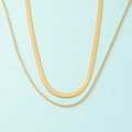 Conjunto de collar de capas con cadena de caja y serpiente dorada en acero inox - Chapado en Oro 18K