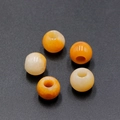 Five yellow agate 12mm large hole beads with smooth round finish for DIY jewelry - 1 Piece / Topaz