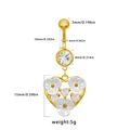 Detaillierte Größenangaben für goldene Bauchnabelpiercings mit weißem Blumenherzanhänger - 24062702-1