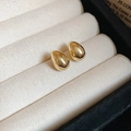 Macro shot of 18K gold plated teardrop earrings on a soft cream velvet jewelry tray - Silver Pin - Teardrop Style / Gold (18K Gold Plated)