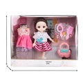 Princess doll toy set with red striped dress and pink accessories in window box - 24cm Color Box Dress-up Doll