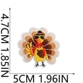 Detail view of Turkey embroidery patch showing dimensions 4.7cm by 5cm for Thanksgiving bags - Grateful Turkey Style