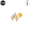 Stud labret en titane G23 doré avec oxydes de zirconium en éventail et pas de vis interne - Style de forme d'éventail (G23LAI073-G) / Doré