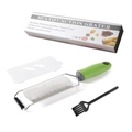 Green 18/8 stainless steel cheese grater with protective cover and cleaning brush set - Color Box / Green