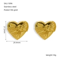 Orecchini a cuore vintage in acciaio inossidabile placcato oro 18k con texture a nastro - Stile Cuore a Nastro Plissettato (1896)