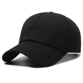 Black cotton baseball cap with tone-on-tone 1987 number embroidery and curved brim - Black with Black Embroidery