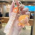 Orange creative liquid quicksand turtle keychain with bubble strap and gold ring - Turtle Color Bead - Orange