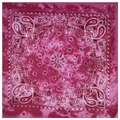 Detail of pink tie-dye paisley bandana featuring classic white floral pattern textures - 54*54CM / Rose Red