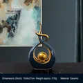 Modern ceramic blue and gold spiral sculpture home decor, small size 16x6x27cm - Morning Song Blue Gold - Short