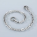 Detail of punk silver square link wallet chain featuring a skull clasp and textured ring - 40CM / Skull Style 2