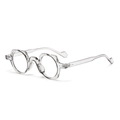 Moderne transparente Brille mit Blaulichtfilter und rundem Retro-Design im Katzenohr-Stil - Grauer Rahmen
