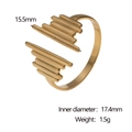 Detail view of 18k gold plated stainless steel ring with inner diameter of 17.4mm and weight 1.5g - Gold