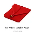 Bolsa de seda roja para joyas 9,5x9,5cm con cuenta de madera para anillos y collares - Rojo / 9.5*9.5cm