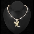 Hip hop cuban chain necklace with gold eagle pendant encrusted in glittering rhinestones - Gold Pendant + 18 Inch Tennis Chain