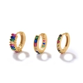Detailed side view of 925 silver gold-plated hoop earrings with colorful zircon stones - Gold Colorful Zircon Hoop 3-Piece Set (#68)