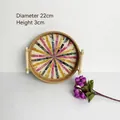Handwoven rattan tray with colorful mosaic patterns and dual handles, 22cm diameter size - Rainbow / Small 22x3cm