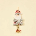 Babbo Natale di peluche con cappello scozzese rosso e campanellini d'oro per l'albero - Babbo Natale