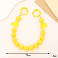 Yellow acrylic beaded phone chain with cute cartoon charms and yellow spring buckles - Hand Chain / K3732 Acrylic Duck Hand Chain (Yellow)