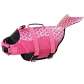 Pink mermaid dog life jacket with shiny silver scales and a fish tail design - Gradient Mermaid Pink