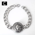 Dettaglio del bracciale a catena vintage in acciaio inossidabile con elmo spartano - C-Elmo Spartano / 18cm Lunghezza x 12mm Larghezza