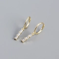 Eleganti orecchini a cerchio in argento S925 dorato con tre ciondoli in zircone rettangolari - Argento 925 / Placcato Oro - Zircone Bianco