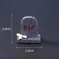 Miniature resin Halloween tombstone with red RIP text and bone detail 2.9cm height - No.8 RIP Tombstone