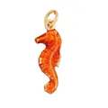 Orange gradient seahorse pendant with gold-plated ring for summer beach jewelry - Orange Seahorse