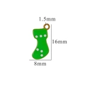 Green Christmas stocking pendant with white dots in stainless steel, 16mm height - Green Christmas Sock-White Dots
