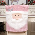 Pink sequin Santa Claus chair cover with plush beard for Christmas dining room decor - Pink Santa Claus