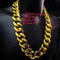 Detail of 3.5cm wide chunky gold CCB chain necklace for hip hop or stage costumes - 80cm Length / Gold