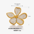Anillo frangipani de estilo vintage francés con pétalos de esmalte blanco y baño de oro - Blanco