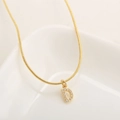 Gold-plated snake chain necklace featuring a capital letter D pendant with white zircon - Letter D(XN-05-D) / Gold