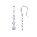 Elegant S925 sterling silver drop earrings featuring three graduated round zircon stones - E13641 Triple Stone Gradient With GRA Certificate