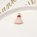 White enamel Christmas tree charm with golden dots and red star for DIY jewelry - 22# White Christmas Tree (16*22mm)