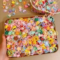 Lot d'élastiques à cheveux colorés pour enfants avec breloques fleurs et fruits variés - Ensemble de 100 pièces aléatoires sac OPP