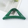 Elegant green triangular shark hair clip in polished plastic for half-up hairstyles - Glossy Grass Green