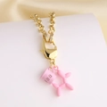 Collier avec pendentif chien ballon rose et breloque tasse à café en or 18 carats - Rose