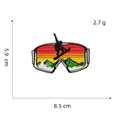 Detail of ski goggles embroidery patch with mountain sunset scene and size dimensions - Outdoor Camping Patch 7# (Ski Goggles)