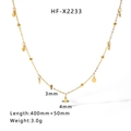 Collier en acier titane doré avec perles de 3mm et pendentifs disques de 4mm - Style Perle Ronde et Paillette (HF-X2233)