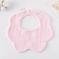 Pink petal-shaped cotton gauze baby bib with snap button and 100% cotton label - Gauze Flower Scarf - Light Pink